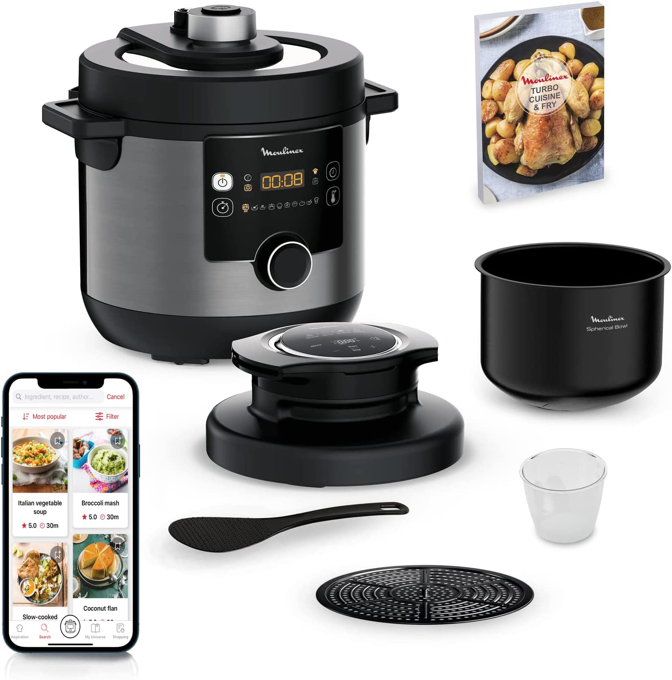 Moulinex CE7788 Timer, Luftfritteuse & bis Cuisine & W Turbo 15 Antihaft-Schüssel, Zubehör, Infos 2-in-1 automatische 1450 Tests, und Fry Leistung, Elektrischer Preisvergleich Schnellkochtopf schwarz: Programme