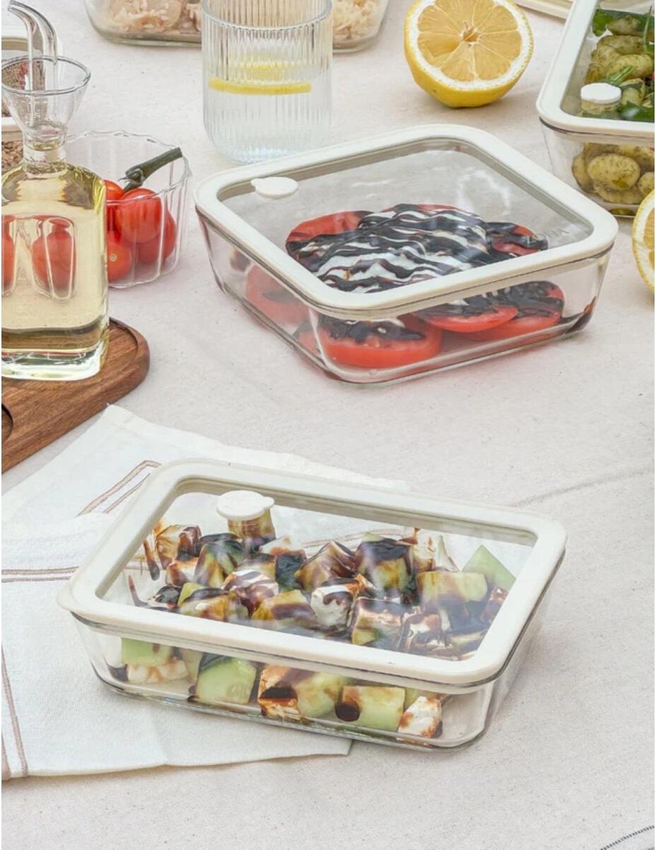 COFI Frischhaltedosen-Set aus Borosilikatglas, rechteckig, luftdicht & stapelbar, 2650 ml
