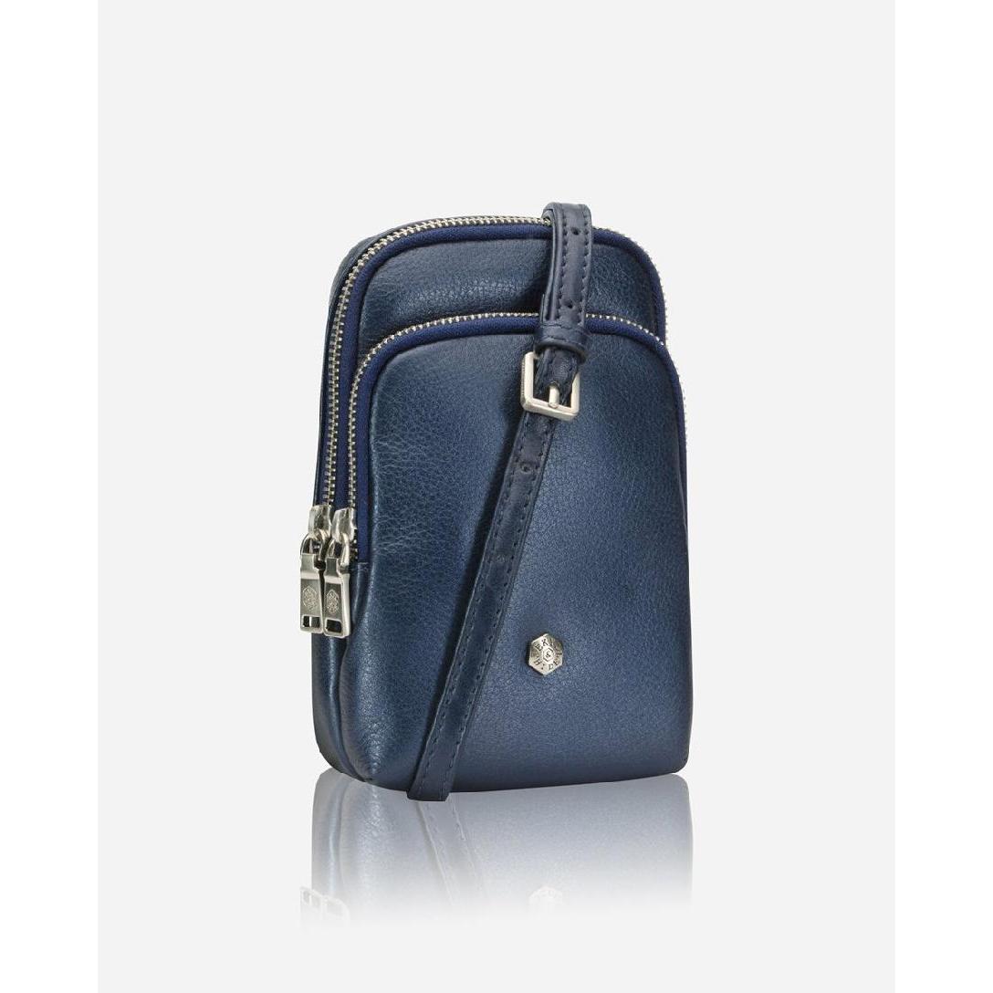 Jekyll & Hide Ladies Small Sling Bag, elegante Umhängetasche aus nachhaltig gegerbtem Leder, Blau