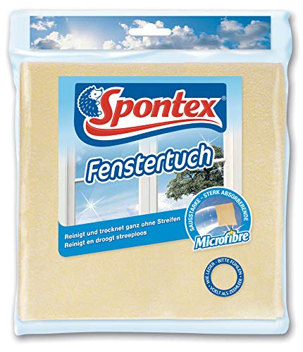 Spontex Mikrofaser Fenstertuch, gründliche Reinigung ohne Putzmittel, hohe Oberflächenkontaktwirkung
