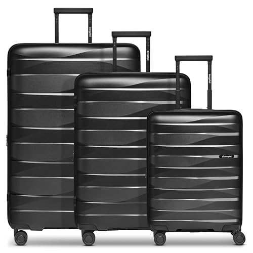 Bergpfeil Koffer-Set 3-teilig | Hochwertiges Polypropylen-Material | Dehnfalte erweiterbar | Doppelrollen & TSA-Schloss (Travel)