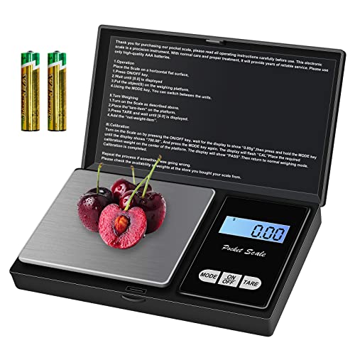 Taschenwaage Feinwaage 500g/0.01g Grammwaage Goldwaage Präzisionswaage Digitalwaage mit LCD Display und 7 Einheiten Tara Funktion (Einschließlich 2 Batterien)