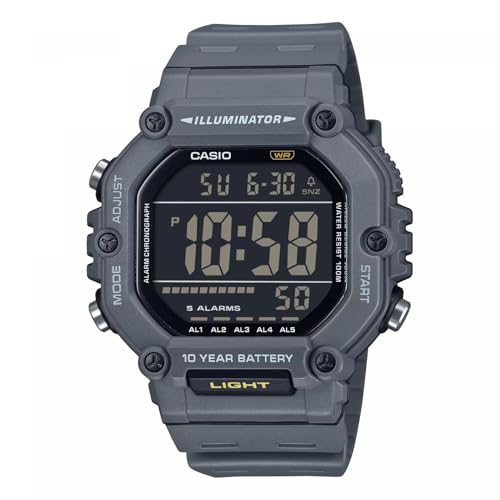 Casio Herrenarmbanduhr Digital Grau AE-1600H-8BVEF, Kunststoffarmband, Stoppuhr, Alarm, Beleuchtung, Countdown