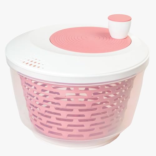 Westmark Salatschleuder Spinderella, 4,4 Liter, ø 23,5 cm, BPA-frei, Transparent/Weiß/Rosa