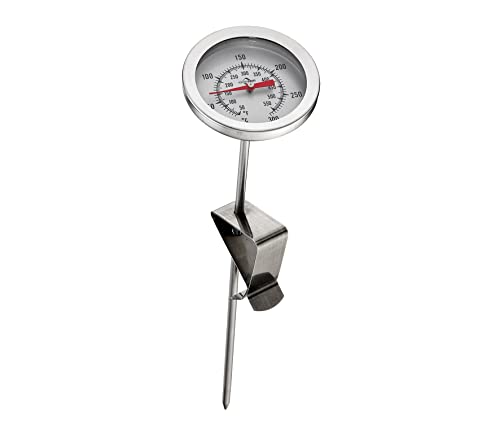 Küchenprofi Frittier-Thermometer aus Edelstahl mit praktischem Clip, Küchenthermometer, Grillthermometer, Fleischthermometer analog, 0 - 300°C, Skala in °C und °F ablesbar, 21,2cm