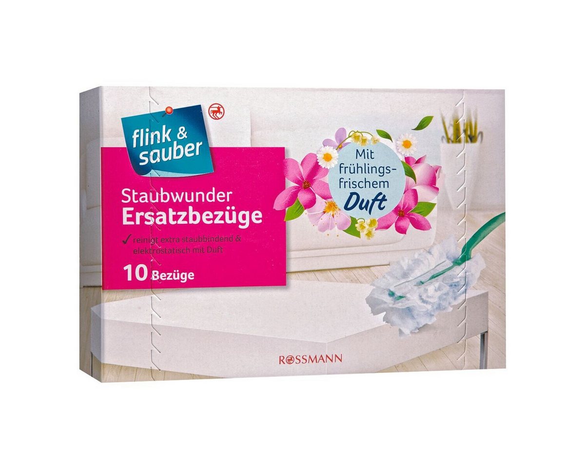 flink & sauber Staubwischer Staubwunder Ersatzbezüge Nachfüllpack, 10 Stück mit frischem Frühlingsduft