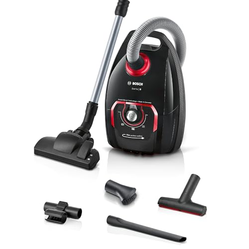Bosch Staubsauger mit Beutel Serie 8 BGB75X650, für Allergiker, Hygiene-Filter, 10 Jahre Motorgarantie, XXL-Polster- und Fugendüse, 650 W, schwarz