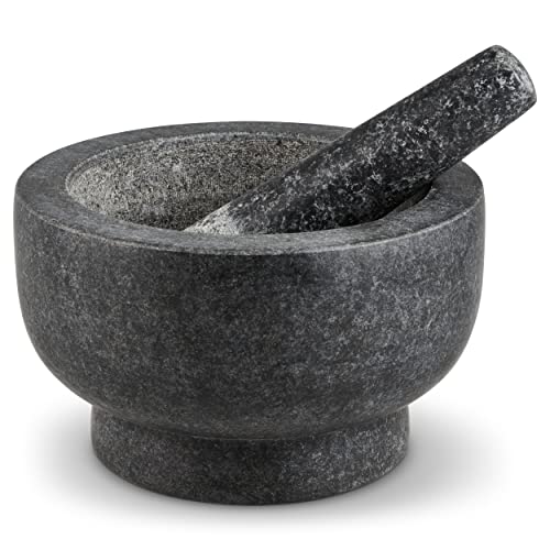 Cole & Mason Mörser Clavering, Granit mit Stößel, polierte Außenseite und unpolierte Innenseite, 20 cm