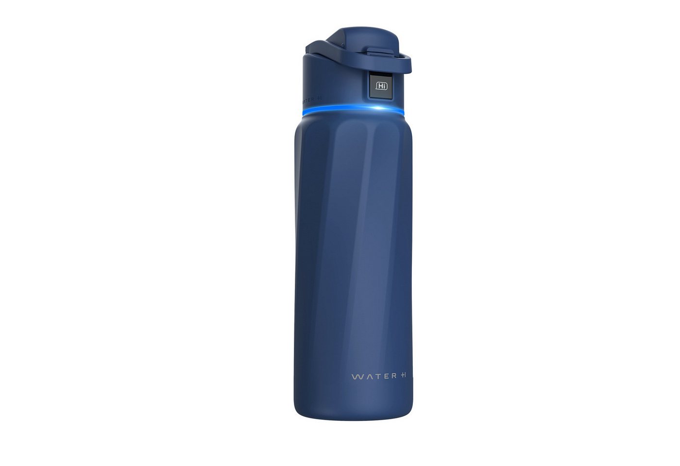 WaterH Boost Smart Trinkflasche, 946ml mit App und LED-Touch-Display, Aluminium Blau