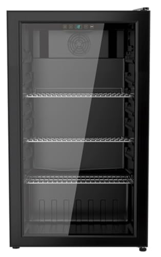 YUNA Cool-View GKS90B Glastürkühlschrank, 89 L, digitale Temperaturanzeige, Umluftkühlung, Touch-Control, schwarz