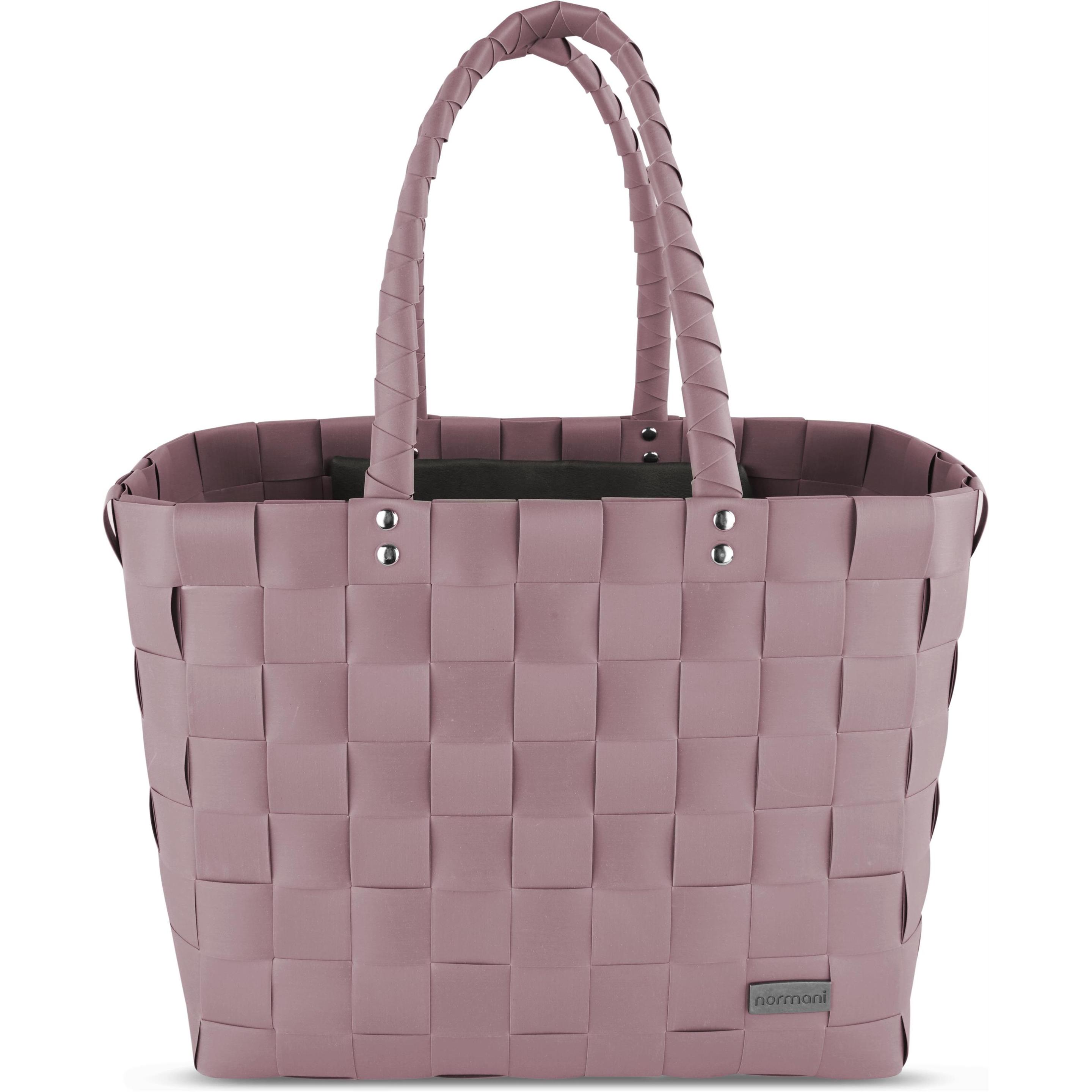 Normani Flecht-/Einkaufskorb mit Innentasche, rosa, wasserabweisend und hohe Tragkraft