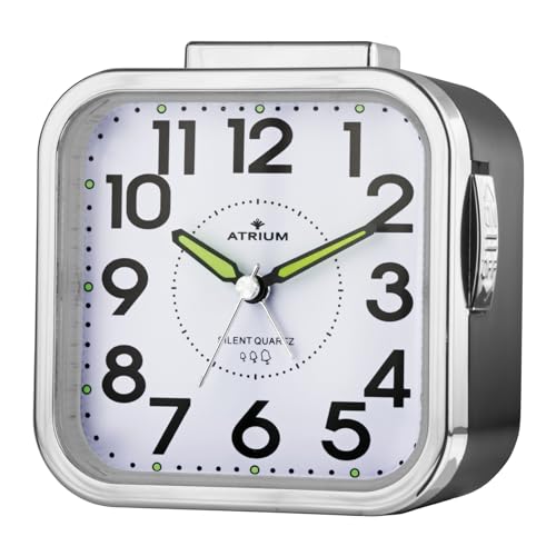 Atrium A530-7 Seniorenwecker, analoger Quarz-Wecker mit extra lautem Glockensignal und großen Zahlen, schwarz