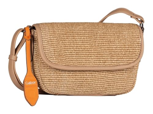 Gabor Eleanor Top Zip Flap Bag M, Umhängetasche in gewebtem Design, Beige, verstellbarer Schulterriemen, geräumiges Hauptfach