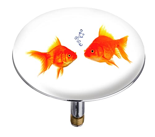 WENKO Badewannenstöpsel Pluggy® XXL Fishes - Abfluss-Stopfen, für alle handelsüblichen Abflüsse, Kunststoff, 7.5 x 6 x 7.5 cm, Mehrfarbig