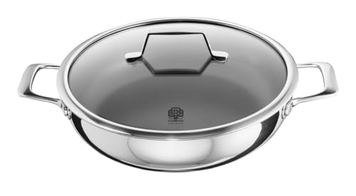 Schulte-Ufer Schmorpfanne ASTRAL mit UniverSUS-Oberflächenstruktur, Edelstahl, 28 cm, energiesparender Allherd-Aluminium-Kapselboden