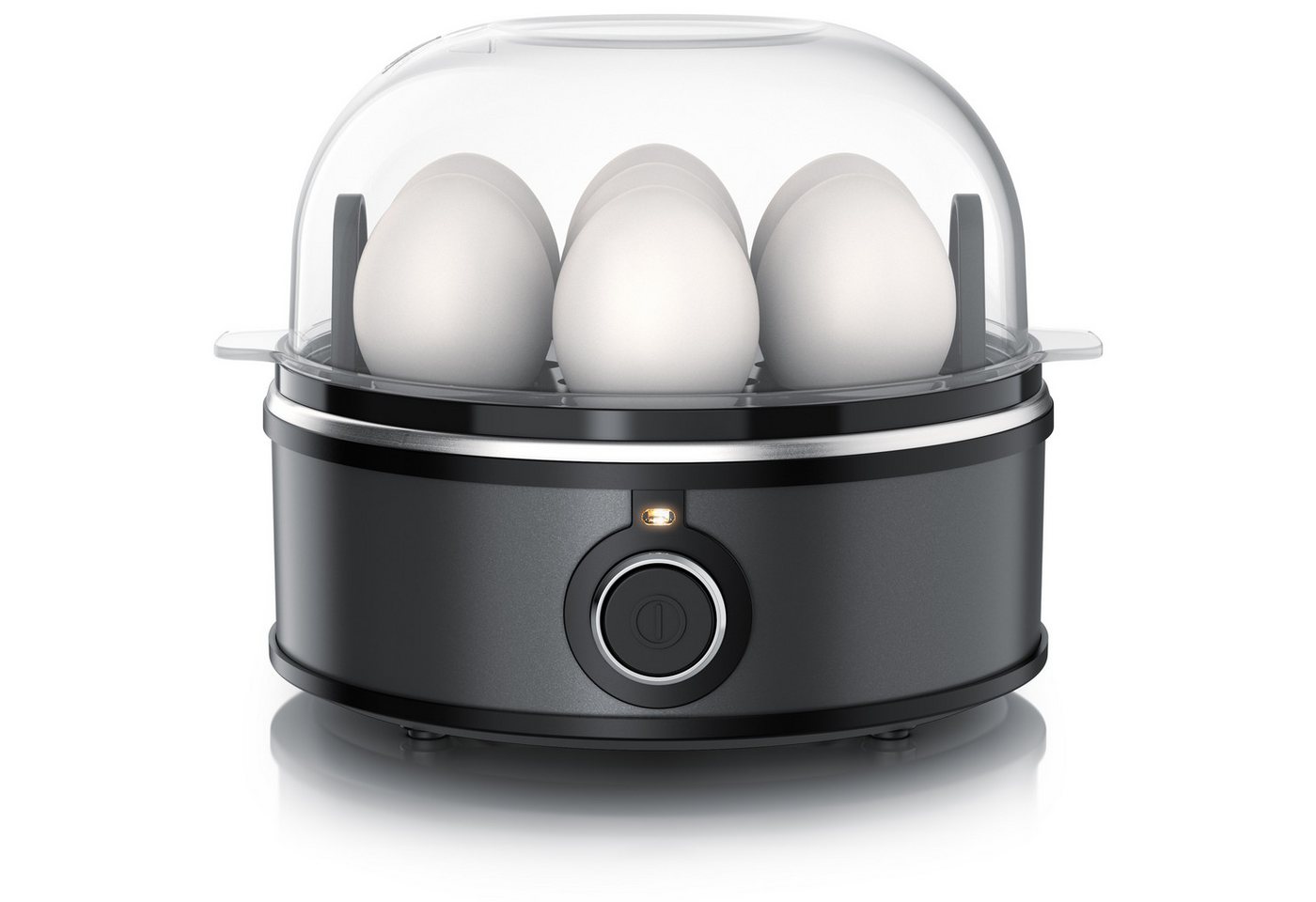 Arendo Sevencook 2 Eierkocher für 1–7 Eier, Edelstahl, 3 Härtegrade, 350 W, mit Einsätzen für pochierte Eier und Omelette, Warmhaltefunktion, Signalton