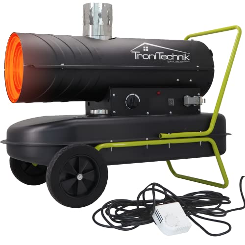 Tronitechnik® Heizkanone Dieselheizgebläse Dieselheizer 20kW Diesel betriebener Heißluftgenerator Heizgerät Bauheizer Heizer mit 36l Tank, Überhitzungsschutz, mit Rädern und Thermostat