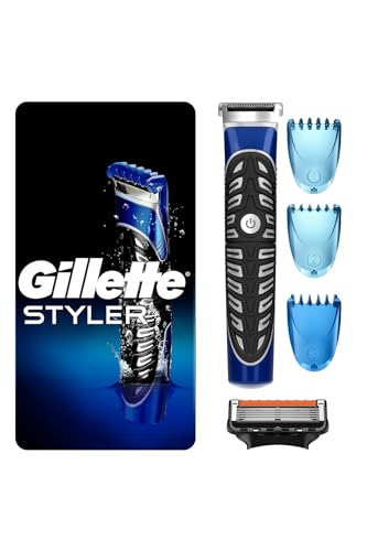 Gillette Styler Trimm- und Rasiergerät 4 in 1, abwaschbar mit Schneideaufsätzen für präzises Rasieren
