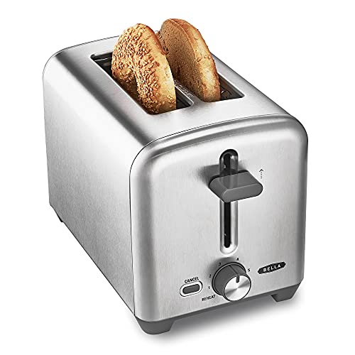 BELLA 2 Slice Toaster, Quick & Even Results Every Time, Wide Slots Fit Any Size Bread Like Bagels or Texas Toast, Drop-Down Crumb Tray for Easy Clean Up, Stainless Steel