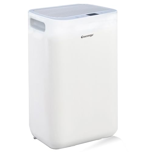 Greenmigo Luftentfeuchter 10L Liter Alpha-Q10, Elektrisch Leise für Räume 15m²-35m², Keller Garage Wohnwagen - Weiß