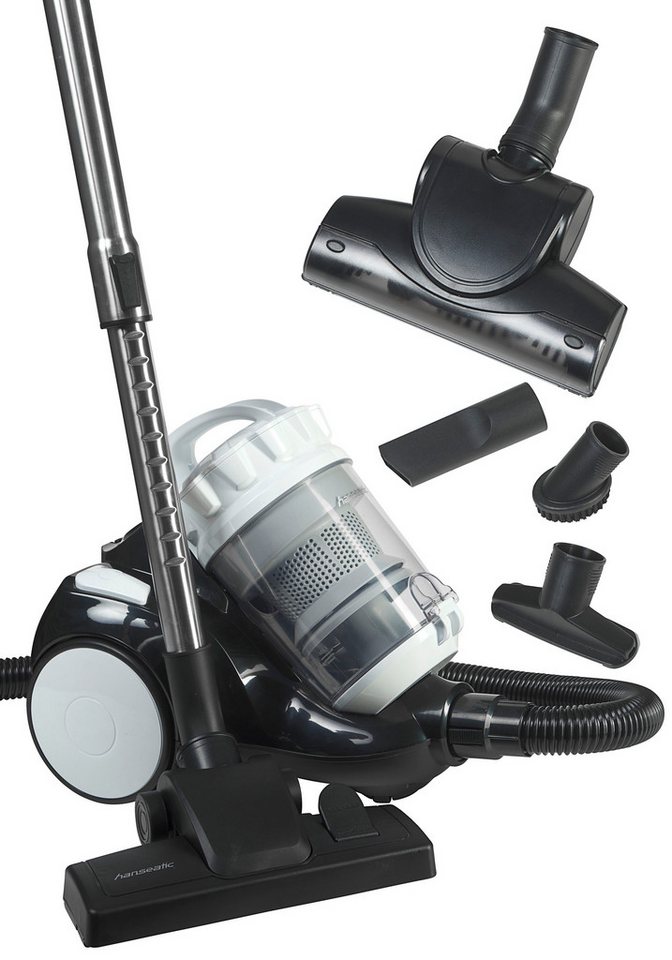 Hanseatic Bodenstaubsauger Edition 20-CJ132WT-060, beutellos, 600 W, hohe Saugkraft mit Zyklonentechnologie, Hygienefilter, großes Zubehör mit Turbodüse, 7,5m Radius
