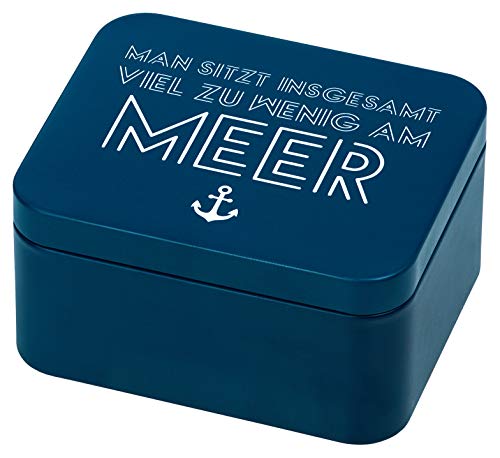 Birkmann, Colour Kitchen, Geschenkbox mit Spruch, vielseitig einsetzbar, Weißblech, eckig, blau, 12 x 10 cm, Höhe 6 cm, 438217
