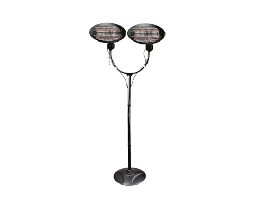 COFI 1453 LENTZ Maximale Wärmeabdeckung: Terrassen-Heizstrahler mit zwei Köpfen 2000 Watt Schwarz