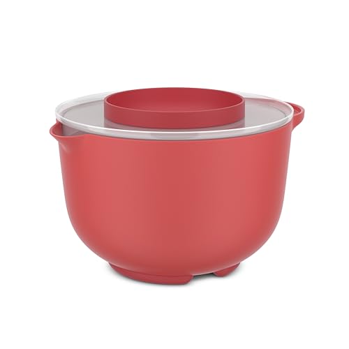 Mepal Rührschüssel Chef it, 3000 ml mit Deckel, Anti-Rutsch Boden, mikrowellen- und spülmaschinengeeignet, hitzebeständig bis 110°C, Coral
