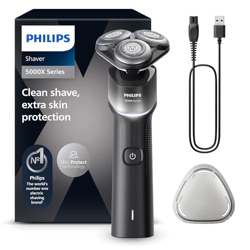 Philips Shaver Series 5000X - Elektrorasierer für Nass- und Trockenrasur, Skin Protect Technologie, flexibler 360-Grad-Scherkopf