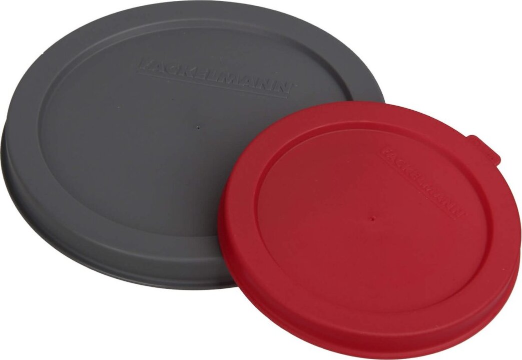 Fackelmann Dosendeckel CAT&DOG, Plastikdeckel für Konserven, Verschluss für Futterdosen (Rot, Grau) - 2er Set