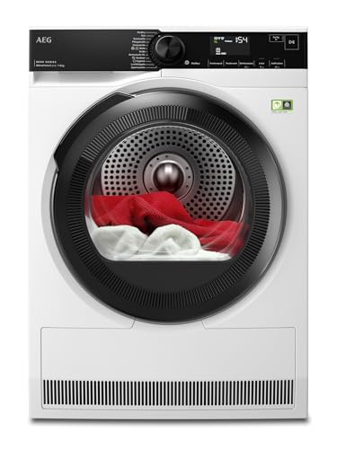 AEG Wärmepumpentrockner 8 kg – Serie 8000 AbsoluteCare Wolle- und Seidetrocknung – A+++-10 Prozent – Energiesparend – Mengenautomatik – Knitterschutz – Trommelbeleuchtung – TR8T75780