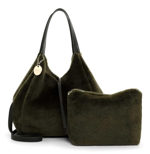 Tamaris Shopper TAS Gaja, Feinsynthetik mit Kunstpelz-Optik, wendbar, mit Logo-Anhänger, schwarz