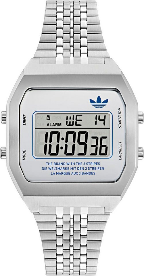 adidas Originals DIGITAL TWO AOST235542I, Digitaluhr mit Edelstahlarmband, unisex Quarzuhr für Damen und Herren