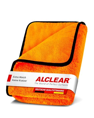 ALCLEAR 9520 XXL Auto Trockentuch, Mikrofaser Tuch 90x60 cm, saugstark & fusselfrei, orange, für Lack, Glas, Kunststoff, Felgen, 1 Stück