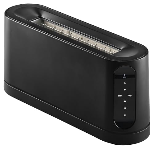 Jacob Jensen Langschlitztoaster Schwarz, 850 W für 2 Scheiben mit Soft-Lift-Mechanismus und 7 Bräunungsstufen