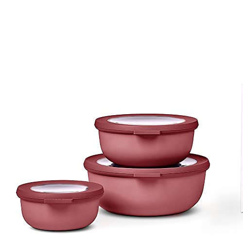 Mepal Multischüssel Cirqula flach, 3-teilig (350+750+1250 ml), vielseitig einsatzbar, Vivid mauve