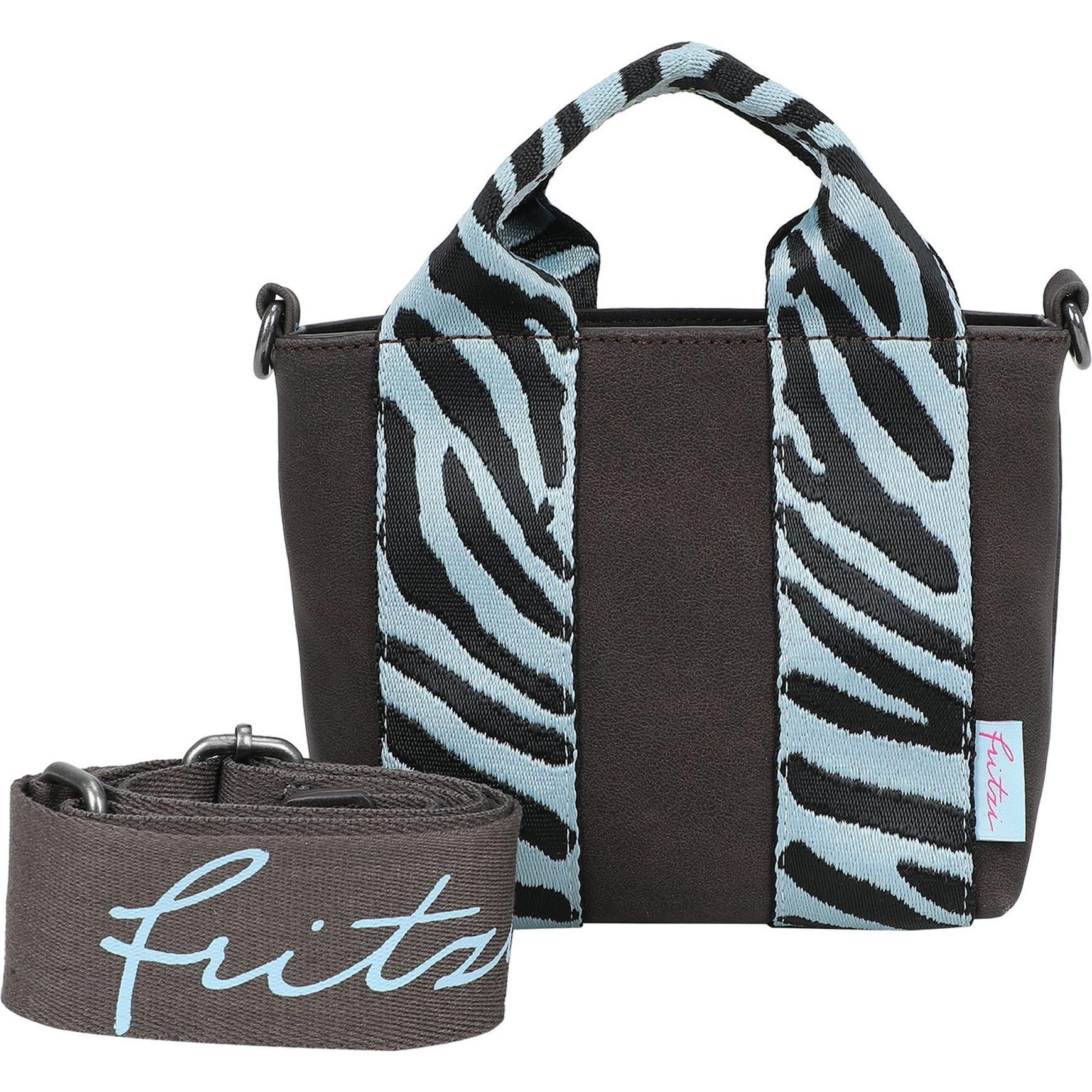 Fritzi aus Preußen Bini Schultertasche, Damenhandtasche aus robustem Polyurethan, 20 cm, Braun, mit abnehmbarem und längenverstellbarem Umhängeriemen