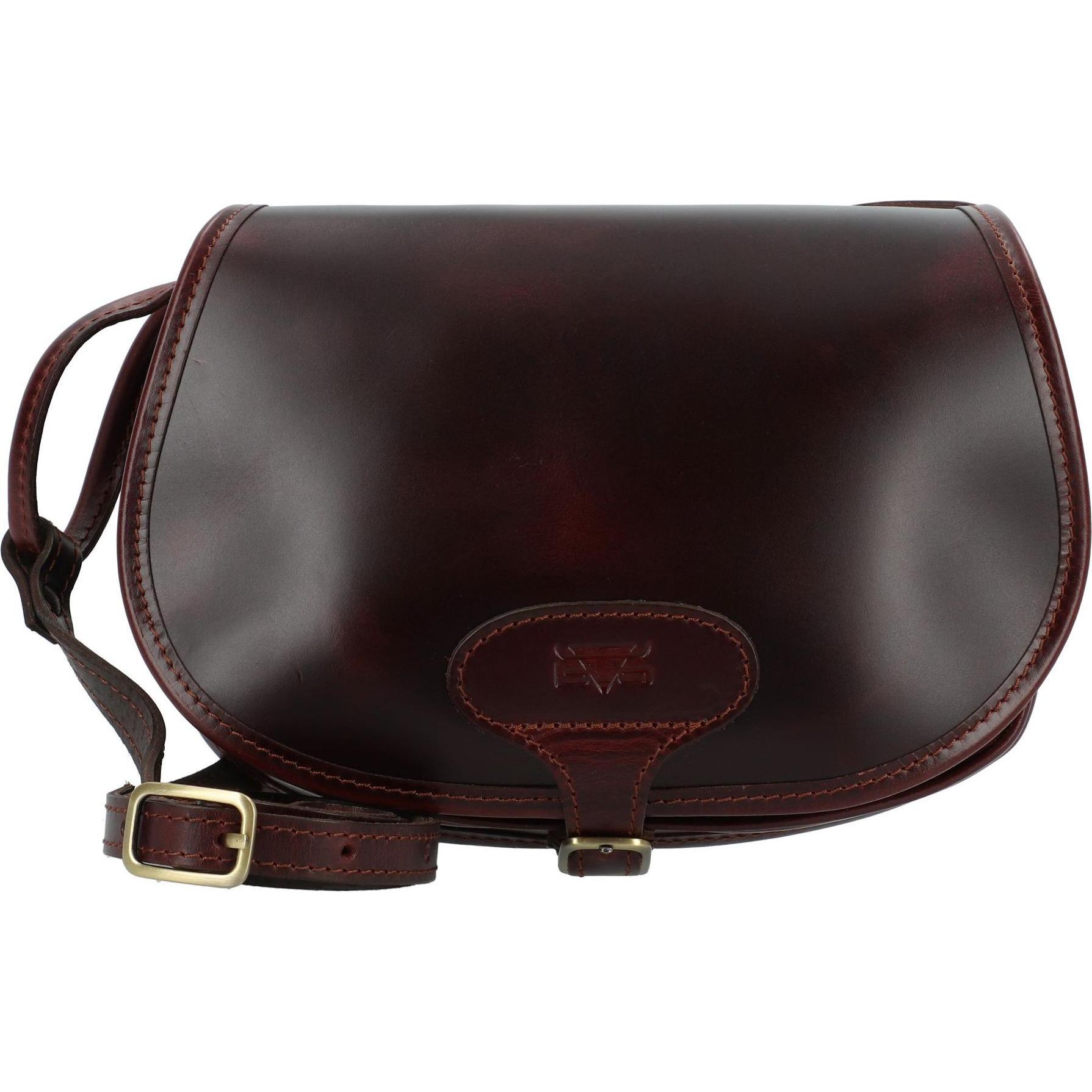 Mika BONNY Schultertasche, elegante Damentasche aus Sattelleder, braun