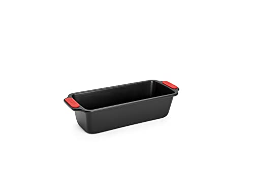 Woll Bakeware Kastenform 28 cm, mit hitzebeständigen Silikongriffen bis 230°C, PFAS-frei, zweilagige Antihaftbeschichtung, aluminisierter Stahl, schwarz