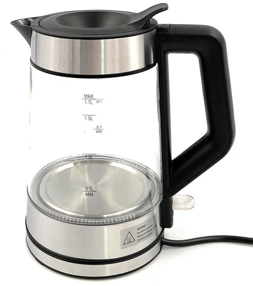 StarQ Design Glaswasserkocher 1,7L, LED-Beleuchtung, 2.200W, Kalkfilter, schnelles Aufheizen, modernes Design, leicht zu reinigen