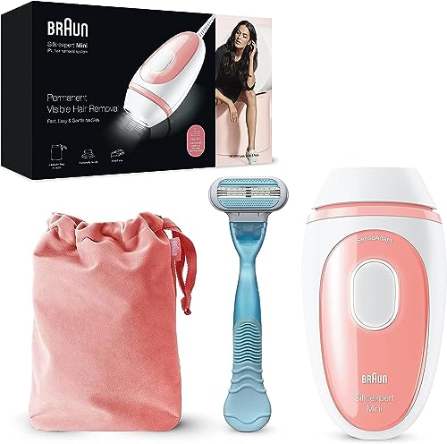 Braun IPL Silk Expert Pro Mini Haarentfernungsgerät Damen, dauerhaft sichtbare Haarentfernung, mit Reise-Etui, Alternative zur Laser Haarentfernung, Geschenk Frau, PL1014, weiß/rosa