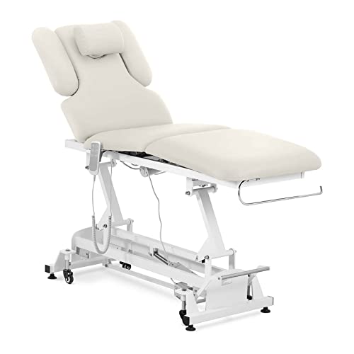 Physa Massageliege elektrisch Massagebank Therapieliege Massagetisch 200 kg Weiß, Höhenverstellbar, Neigbare Rückenlehne, Sitzwinkel anpassbar