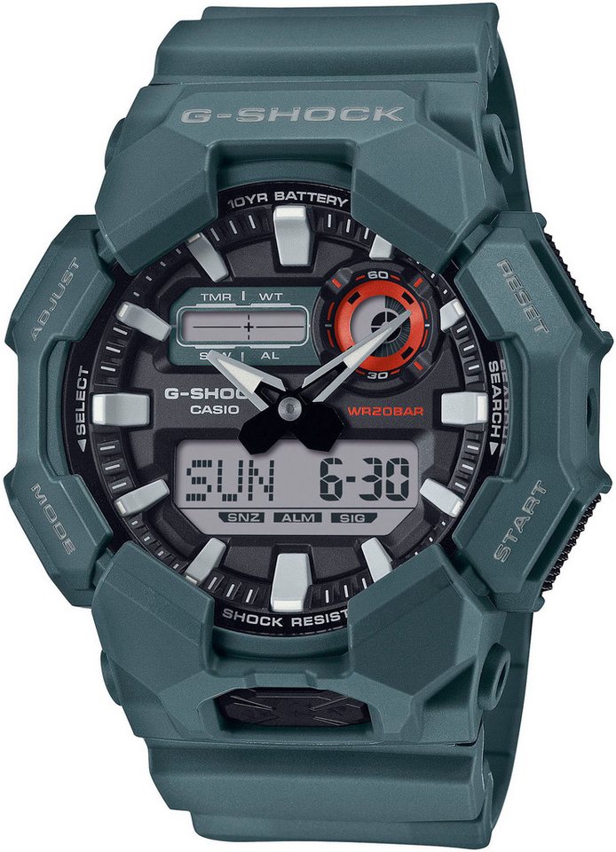 CASIO G-SHOCK Chronograph, Quarzuhr, digital, Herrenuhr, Resinband, 20 bar Wasserdichte, schwarz
