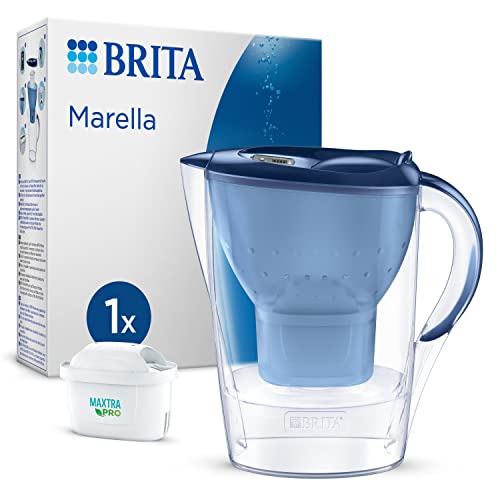 BRITA Marella Cool Filterkaraffe, Blau, 2,4 l, inkl. 1 Filterkartusche MAXTRA PRO ALL-IN-1