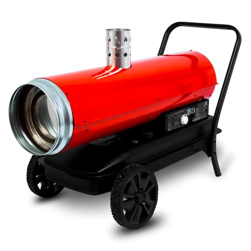EBERTH Heizkanone 50 kW Indirekt, Heizgebläse Diesel/Öl mit Abgasrohr, Thermostat, Überhitzungsschutz, Flammensicherung, 50 L Tank, Luftdurchsatz 1400 m³/h, Dieselkanone