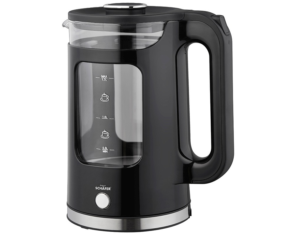 Schäfer 1,7L Glaswasserkocher – Elegantes Design, effizienter Wasserkocher, schwarz