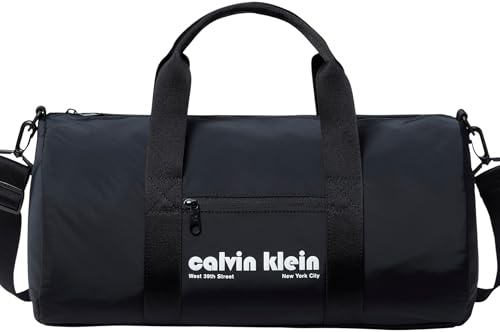 Calvin Klein Herren Duffle Bag Tasche Graphic Crossbody mit Retro-Logo, Schwarz, 24 x 45 x 24 cm, Einheitsgröße