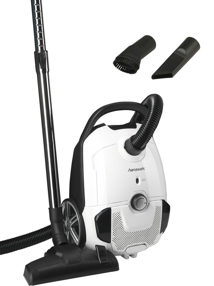 Hanseatic Bodenstaubsauger HBVC80012WMC, 800 W, super silence, höhenverstellbares Saugrohr, 12 m Aktionsradius, elektronische Saugkraftregulierung, weiß