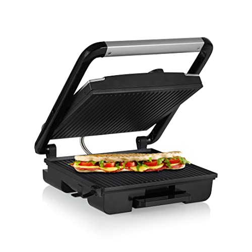 Princess Panini Grill Pro Kontaktgrill, Thermostat, 2000Watt, antihaftbeschichtet, edelstahl, schwarz