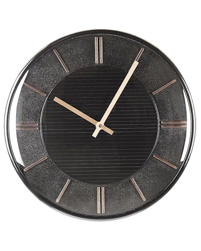 Beliani Wanduhr, Schwarz, Kunststoff, 34x34x3 cm, modernes Design ohne Ziffern, dekorativ und pflegeleicht